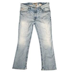 Ariat M2 Jeans Men's 38X32 Light Wash Western Relaxed Bootcut CUT LEG OPENINGS